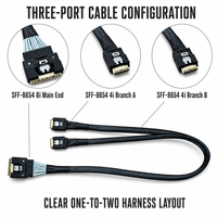Câble de raccordement SlimSAS 8I vers 2 SlimSAS 4I haute vitesse pour carte de rangement NVMe SSD, stockage d'entreprise, vente en gros, directement de l'usine