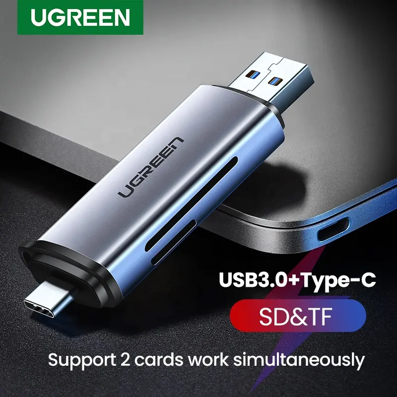 Ugreen Portable Card Reader USB 3.0 Type C to SD Micro SD Micro Card Adapter for Laptop Smart Mobile Phone Memory Card Converter