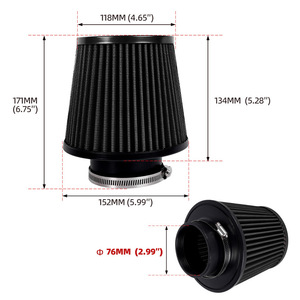 Filtro de aire de 76 mm con forma de hongo, lavable, con clip, pieza universal para automóvil - Product Image 2