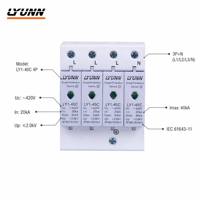 Parafoudre 2 AC 4P 40kA 275V Modulaire enfichable SPD avec indicateur de statut de déconnexion thermique Protection contre la foudre pour système solaire