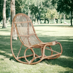 Vintage Design Rocking Bamboo <b>Chair</b> for Elderly Adults-Comfortable <b>Recliner</b> Rocking Lounger with Massage Bedroom Use - Product Image 1