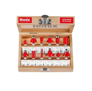 Ronix RH-5341 12pcs Router Bit Set 1/2 inch Shank Carbide Tipped for Woodworking Beginners Router Bits Router Cutters