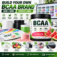 Poudre de BCAA en marque blanche OEM pour adultes 300g 10,5 oz Pastèque Soutien Musculaire et Récupération Post-Entraînement Végétalien HALAL GMP
