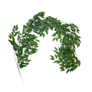 Ý ruscus cây xanh, 5.6ft Lụa Nhân Tạo bất động cảm ứng liễu lá vòng hoa, Faux wispy mộc mạc cây nho gốc Swag - Product Image 2