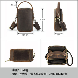 2025l rétro Crazy Horse <span class=keywords><strong>cuir</strong></span> décontracté hommes sac à bandoulière Niche à la mode en <span class=keywords><strong>cuir</strong></span> véritable téléphone portable sac à bandoulière - Product Image 4