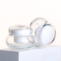 Pot en verre vide de 30g, rond, avec couvercle blanc en forme de champignon, pour crème pour le visage, emballage de pommade