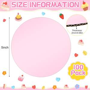 Plateau à gâteau rond en carton rose de 5 pouces, <span class=keywords><strong>mini</strong></span> plateaux à gâteau circulaires, plateau anti-graisse, base de cuisson, plateau à gâteau pour la pâtisserie - Product Image 2