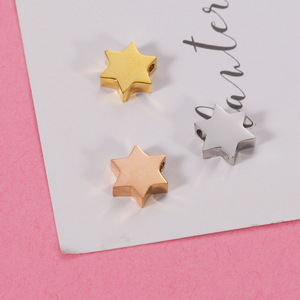 Cuentas de Acero Inoxidable <span class=keywords><strong>Dina</strong></span>, Pulidas a Doble Cara, 9*8mm, Estrella de David, Cuentas con Orificio Pequeño, Accesorios para Joyería DIY - Product Image 2