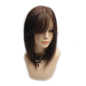 Perruque à clipser en cheveux humains lisses de 12 pouces, noir naturel brun, WIGTS, design coréen premium, volumisante - Product Image 1