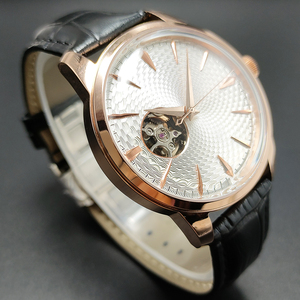 Orologio Meccanico Automatico di Lusso <span class=keywords><strong>Seiko</strong></span> con Design Scheletrato in Occhio di Tigre e Oro Rosa, Stile Business in Acciaio Inossidabile, NH38 3BAR 20mm - Product Image 2