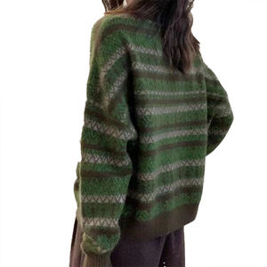 Suéter de Punto Personalizable, Moderno, Rejuvenecedor, Cuello Redondo, Diseño Retro a Rayas, Estilo Otoño-Invierno, Nuevo Estilo para Mujer - Product Image 2