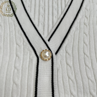 KD – pull personnalisé à manches longues, tricot torsadé, poche rayée, col en V, boutons, Cardigan oversize
