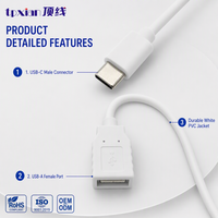 Kabel Adaptor OTG USB Putih Tipe A Female ke Tipe C Male untuk Smartphone, Tablet PC, U-disk, Mouse, Keyboard, dan Kabel Harness