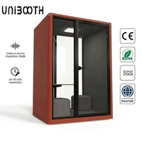 UNIBOOTH Cabine de réunion de luxe insonorisée 33 dB, ignifuge ISO 23351 ASTM-E84, à montage rapide, pour laboratoire créatif et atelier, vente en gros