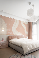 Papier peint abstrait moderne personnalisé, motif lignes et traçages neutres, art mural pour la maison et les espaces commerciaux, durable et non toxique