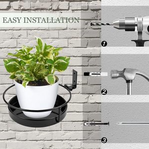 Lot de 2 supports muraux flottants en métal pour plantes d'intérieur, étagère pour plantes sur le <span class=keywords><strong>rebord</strong></span> de la <span class=keywords><strong>fenêtre</strong></span>, pour chambre à coucher, salle de bain, salon, pot de fleurs, support pour plantes - Product Image 3
