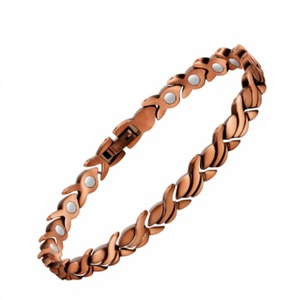 Bracelet magnétique bio en cuivre pur, design XO entrelacé, aimants haute force, fermoir pliant en cuivre massif pour poignet - Product Image 1