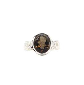 Handmade 925 Sterling Silver Smoky Quartz Gemstone Ring Elegant Bezel Setting Statement Jewelry for Men and Women <b>Wedding</b> Party - Product Image 3