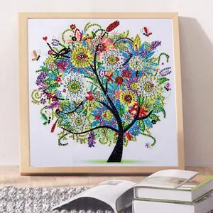 Árvore de quatro estações para adultos crianças 5d, forma especial broca parcial cristal arte strass kits de pintura