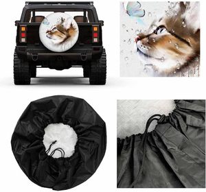 Housse de roue de secours à motif chat et papillons, logo personnalisé pour <span class=keywords><strong>les</strong></span> amoureux des animaux, SUV, camion, cadeau personnalisé pour automobile - Product Image 3