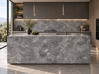 Dalles de marbre gris Donatello en pierre naturelle pour plateaux de console, plans de travail de cuisine, murs de douche, grandes dalles de sol et étagères en pierre