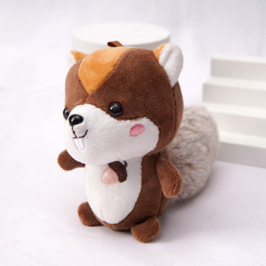 Cute Cartoon Girl Bag Keychain Little Squirrel Plush Pendant Doll Comforter with Fur Material Keyring Stuffed Animal Toys