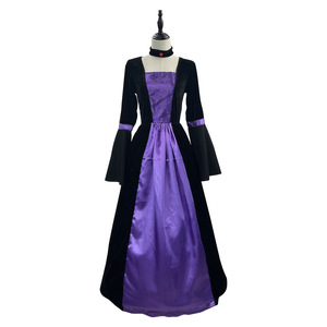 Witch Costume Purple Velvet Dress With Hat Halloween Cosplay Outfit Adult Women's Party Costume - Product Image 2