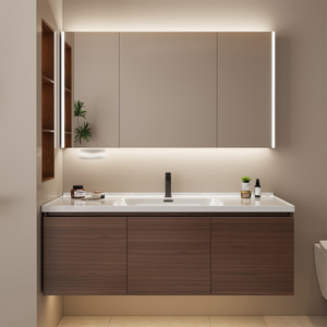Intelligent new Chinese style <b>walnut</b> bathroom <b>cabinet</b> washbasin ceramic integrated basin washbasin <b>cabinet</b> - Product Image 6