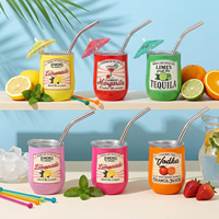 Mini-gobelet isotherme à double paroi en acier inoxydable 304 de 3 oz, coloré et personnalisé, avec couvercle et paille, pour vin, café ou fêtes