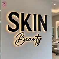 Signalétique d'intérieur personnalisée avec logo, en métal et acrylique, 3D, rétroéclairée or, enseigne LED personnalisée pour entreprise