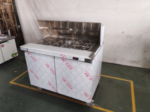 Mesa Refrigerada para Preparação de Pizza 110V 220V, Expositor de Salada, Refrigerador para Preparação de Sanduíches, Equipamento de Refrigeração Personalizado - Product Image 3