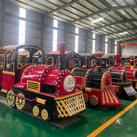 Tren Eléctrico Sin Rieles para Parques Temáticos Urbanos, con Chasis de Acero Reforzado y Amortiguación, para Paseos Turísticos y de Ocio