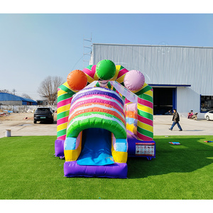 Château gonflable rayé coloré avec toboggan - Équipement de jeu en PVC commercial personnalisable pour les locations de fêtes en plein air pour enfants - Product Image 5