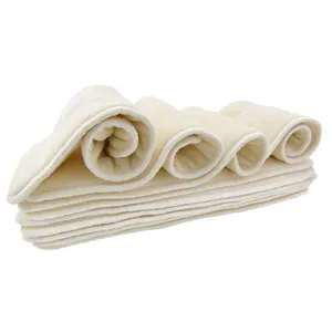 وسادة حفاضات قماشية قابلة لإعادة الاستخدام من ألياف الخيزران من 4 طبقات، بطانة لحفاضات ممتصة للماء فائقة، بطانة طبيعية للحفاضات يمكن غسلها