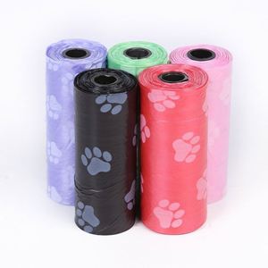 Sacs de toilette jetables imprimés pour animaux de compagnie, colorés et portables, 15 paquets par rouleau - Product Image 4