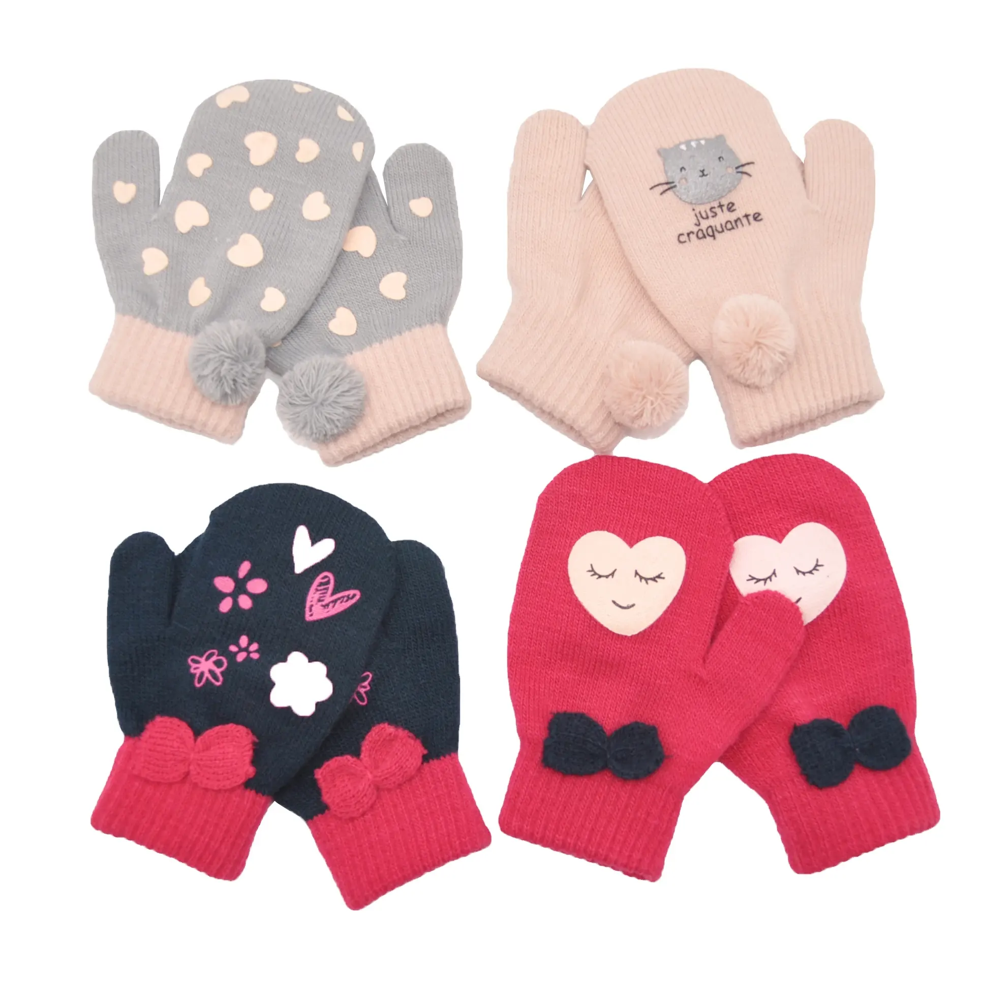 Mooie Acryl Wol Gebreide Wanten Kinderen Baby Handschoenen Kids Winter Elastische Magische Handschoenen