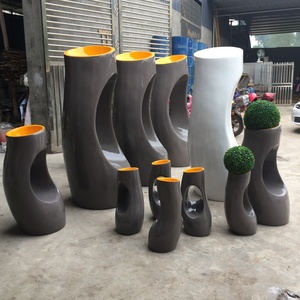 Pots <span class=keywords><strong>de</strong></span> fleurs multifonctionnels en résine et <span class=keywords><strong>fibre</strong></span> <span class=keywords><strong>de</strong></span> <span class=keywords><strong>verre</strong></span>, jardinières créatives adaptées à la pose assise - Product Image 5