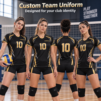 Jersey Voli Desain Turnamen Premium Hitam-Emas Kustom, Seragam Tim Sublimasi untuk Klub dan Sekolah OEM