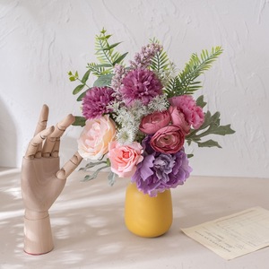 ช่อดอกกุหลาบประดิษฐ์ CallaFloral ทำจากผ้าพลาสติกถัก สำหรับตกแต่งงานแต่งงานและบ้าน CF01392 - Product Image 2