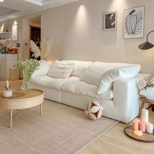 <span class=keywords><strong>Canapé</strong></span> d'angle moderne trois places en <span class=keywords><strong>tissu</strong></span> coton-lin, pliable, durable, entièrement lavable, style crème pour petit appartement, salon - Product Image 3