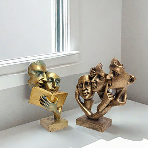 Estatua Modelo <span class=keywords><strong>Silencio</strong></span> Es Oro, Figuras Abstractas Modernas, Resina Pintada a Mano, Decoración Artística Personalizada con Tema de <span class=keywords><strong>Amor</strong></span> para Decoración del Hogar - Product Image 4