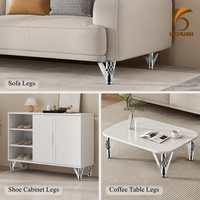 Pied de meuble moderne en chrome à finition miroir, en métal, en forme de V, pour armoire, pour échantillonnage rapide / OEM