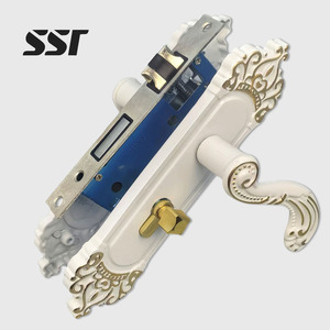 SSR Aluminum European Amber White Silent <b>Key</b> Operated Door <b>Lock</b> Set Apartment Hotel Bedroom Left Hand Handle 1 Year Warranty - Product Image 1
