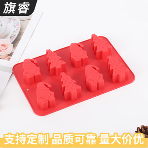 Red Christmas Silicone Mold 8 Hole Cake Decorating Tool For Fondant Chocolate Baking DIY - Product Image 4