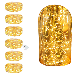 Guirlande lumineuse LED en plastique avec boîte à piles bouton, blanc chaud, clignotante, indice de protection IP55, 1m 2m 3m pour jardin, Noël, bande décorative - Product Image 1
