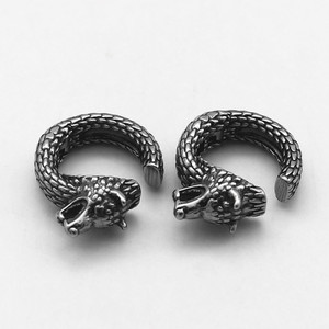 Yunnique – boucles d'oreilles à clip en argent tibétain avec tête de loup, design à anneau ouvert, bijoux de mode unisexes - Product Image 5