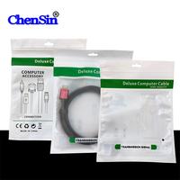 Sac en plastique personnalisé pour câbles informatiques de luxe, impression personnalisée, sacs verts givrés pour câbles USB, câbles informatiques, sac en plastique à fermeture éclair