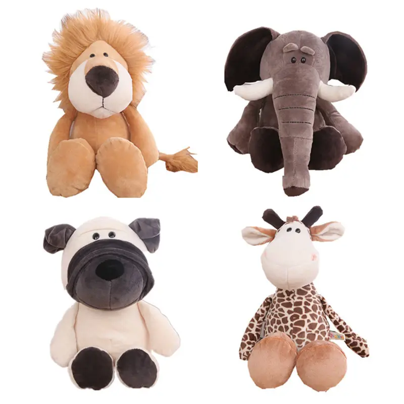 Poupée animal de la forêt lion éléphant tigre singe cerf zèbre raton laveur girafe peluche enfants poupée de chiffon