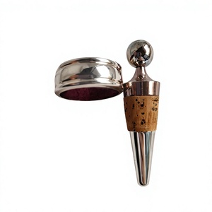 Tapón de corcho de acero inoxidable con bola metálica superior, tapón de vino de calidad premium para suministros de bar, artículos de regalo promocionales - Product Image 1