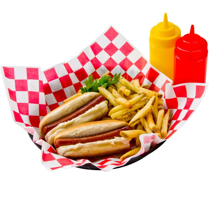 Красно-белая клетчатая герметичная оберточная бумага для гамбургеров 12x12 дюймов